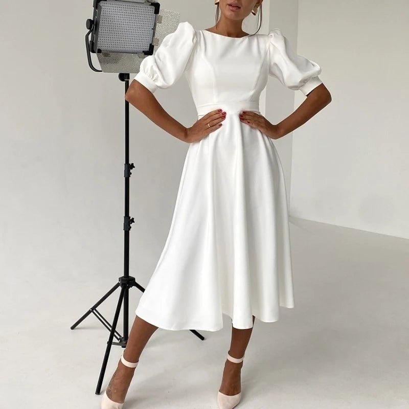 Années 60 Robe Évasée Classique Manches Ballon - Ma Penderie Vintage