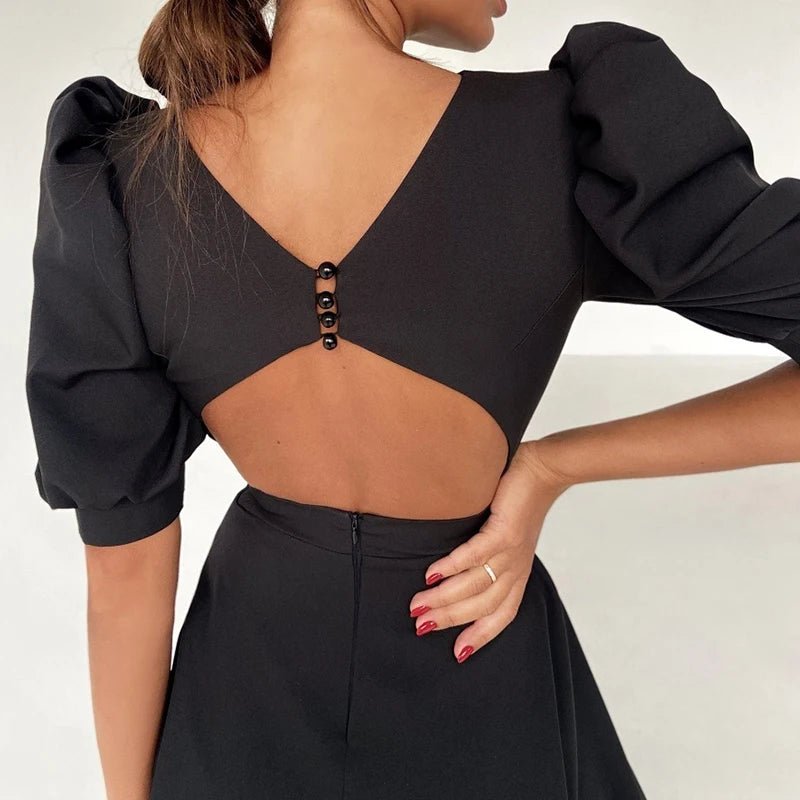 Années 60 Robe Évasée Classique Manches Ballon - Ma Penderie Vintage