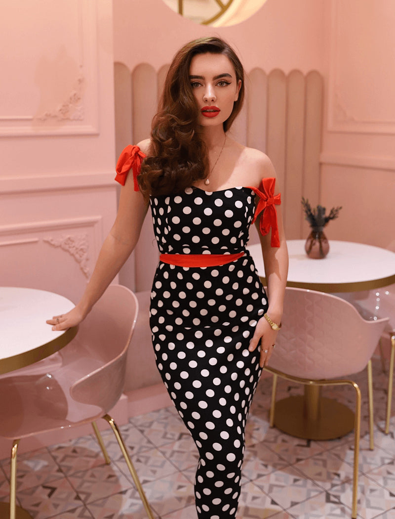 Ma Penderie Vintage - Robe Bustier Rétro à Pois