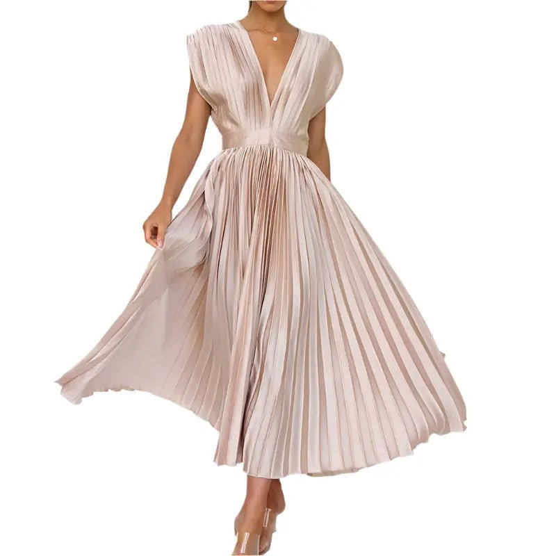 Années 70 Maxi Robe Été Plissé En Satin - Ma Penderie Vintage