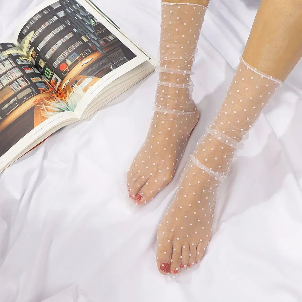Années 40 Chaussettes Résille Transparente À Pois - Ma Penderie Vintage