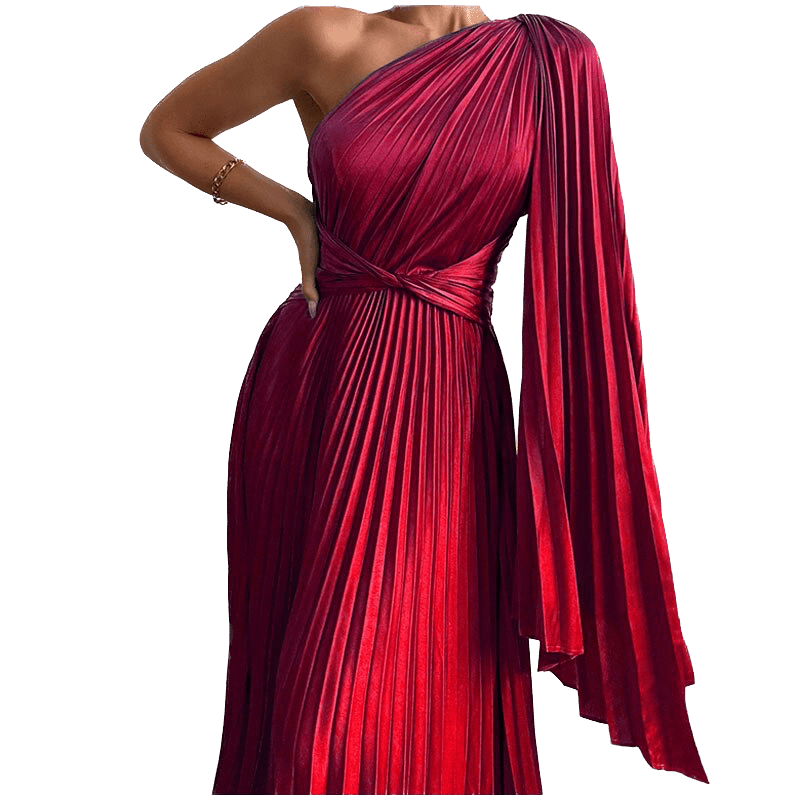 Années 80 Robe Plissée Asymétrique Glamour - Ma Penderie Vintage