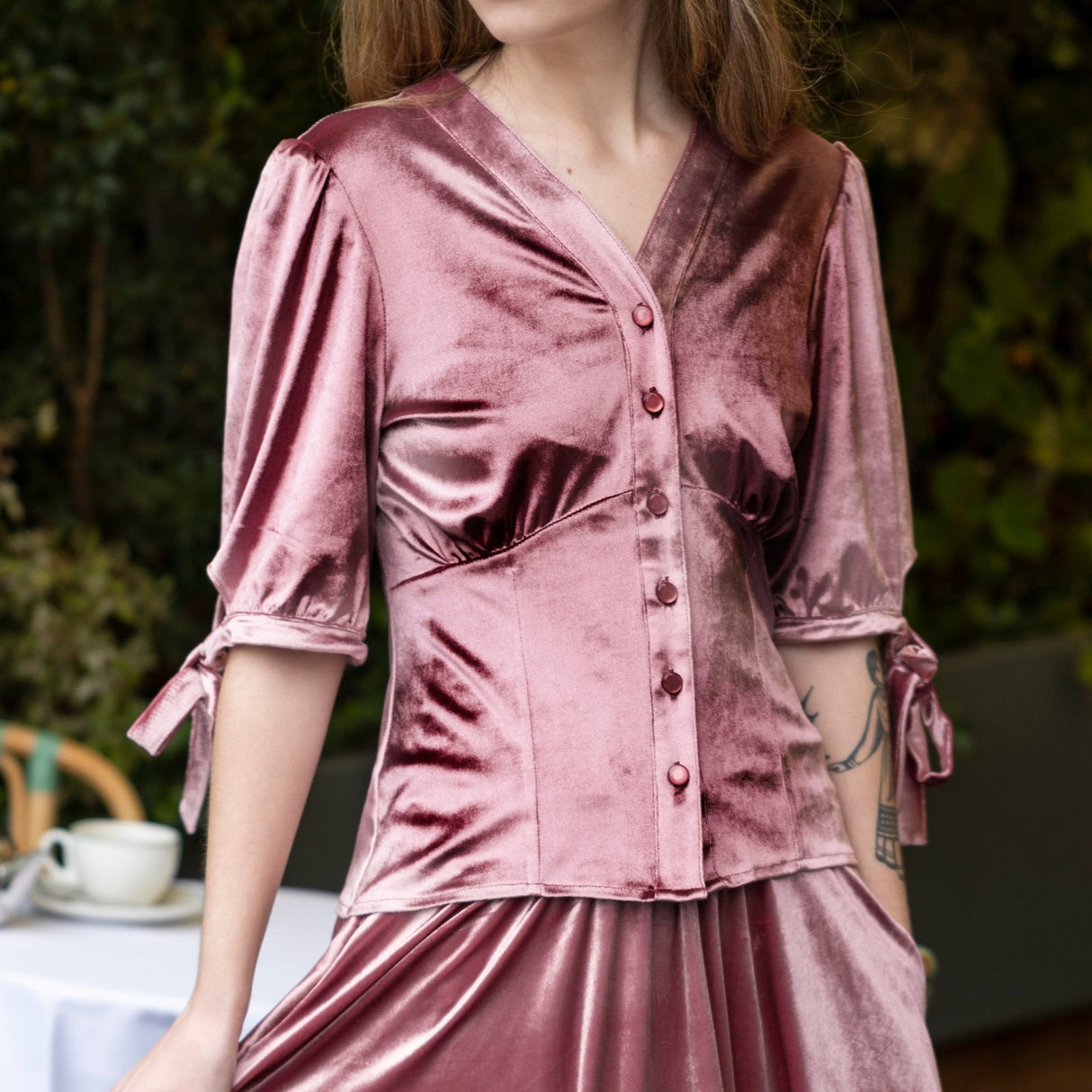 Années 40 Rétro Chemisier Velours Romantique - Ma Penderie Vintage