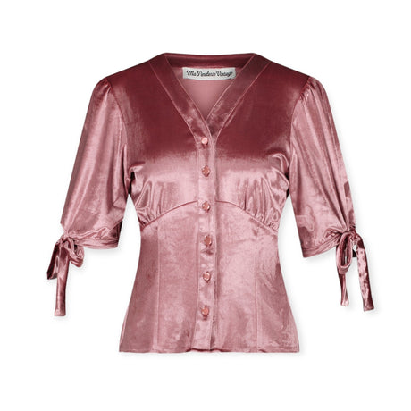 Années 40 Rétro Chemisier Velours Romantique - Ma Penderie Vintage