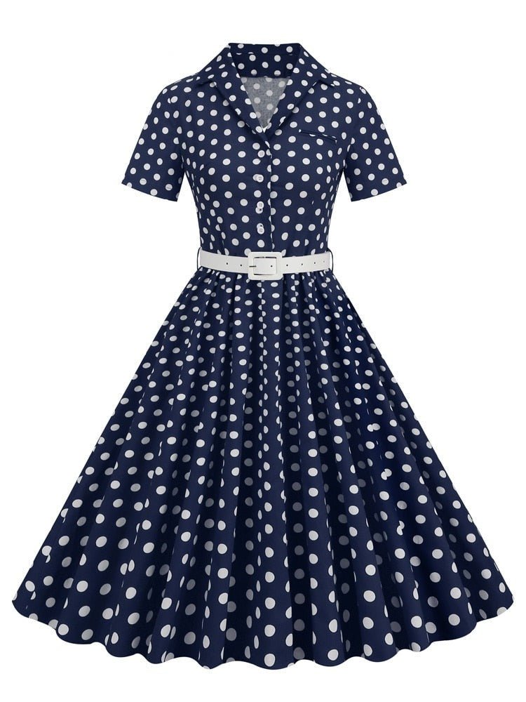 Années 50 Robe Évasée À Pois Rétro Mad Men - Ma Penderie Vintage