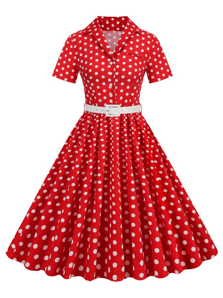 Années 50 Robe Évasée À Pois Rétro Mad Men - Ma Penderie Vintage
