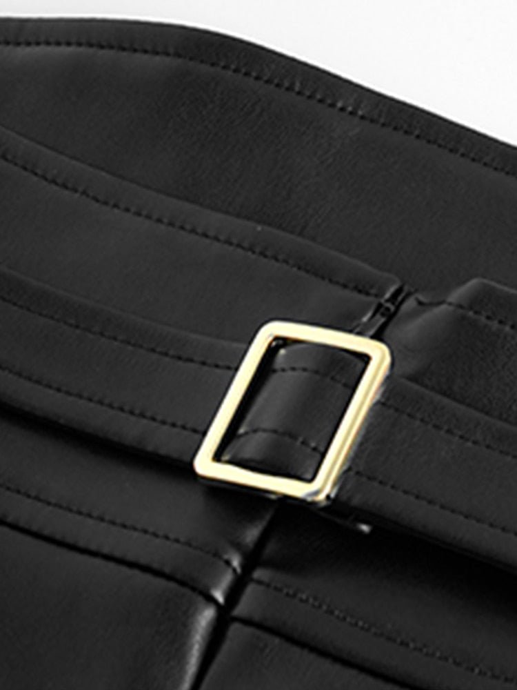 Années 80 Jupe Midi Rétro Cuir Synthétique - Ma Penderie Vintage