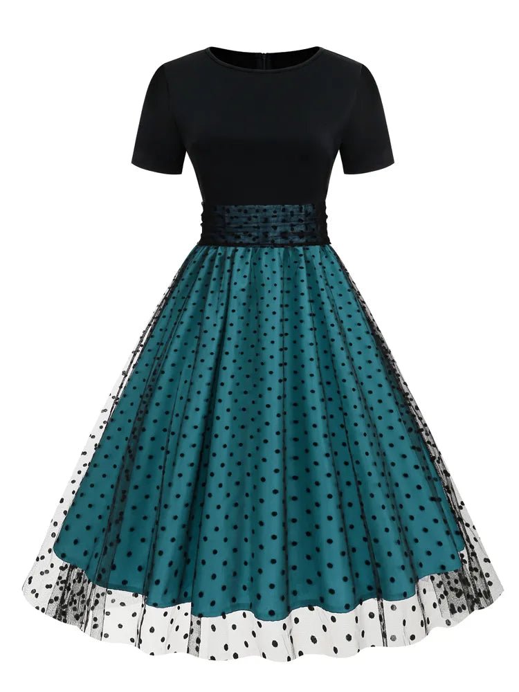 Années 50 Robe Évasée Pin Up Tulle À Pois - Ma Penderie Vintage