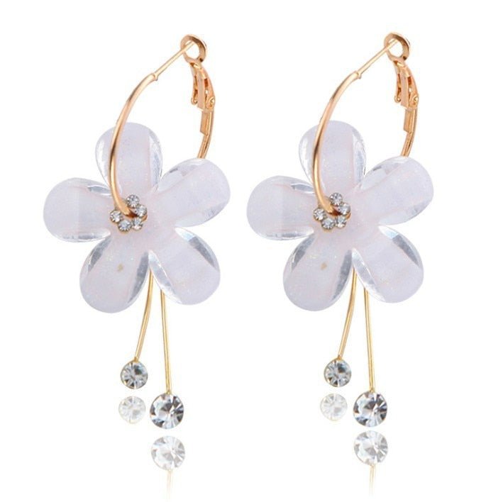 Années 60 Boucles D'oreilles Créoles Fleurs - Ma Penderie Vintage