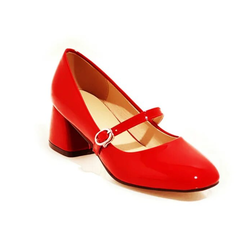 Années 60 Retro Chaussures Mary Jane Cuir Vernis