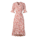 Années 40 Robe Croisée Imprimée Floral Rétro - Ma Penderie Vintage