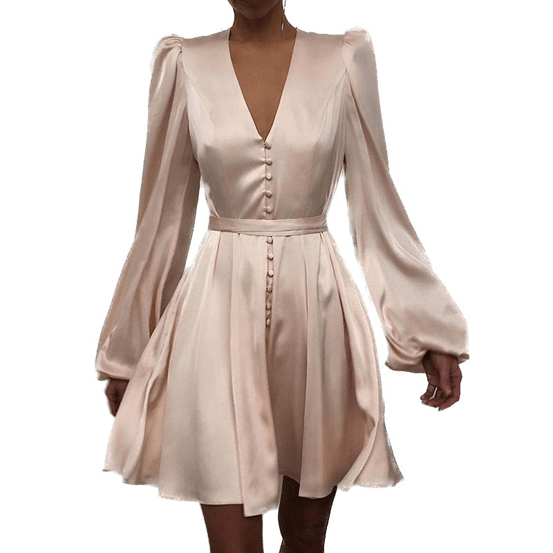 Années 70 Robe Courte Satin À Boutons - Ma Penderie Vintage