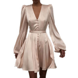 Années 70 Robe Courte Satin À Boutons - Ma Penderie Vintage