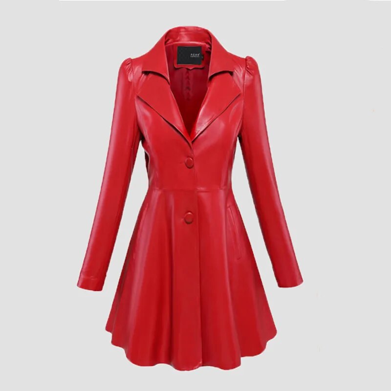 <tc>1950's</tc>  <tc>M</tc>Flared Pin Up Synthetic Leather Coat