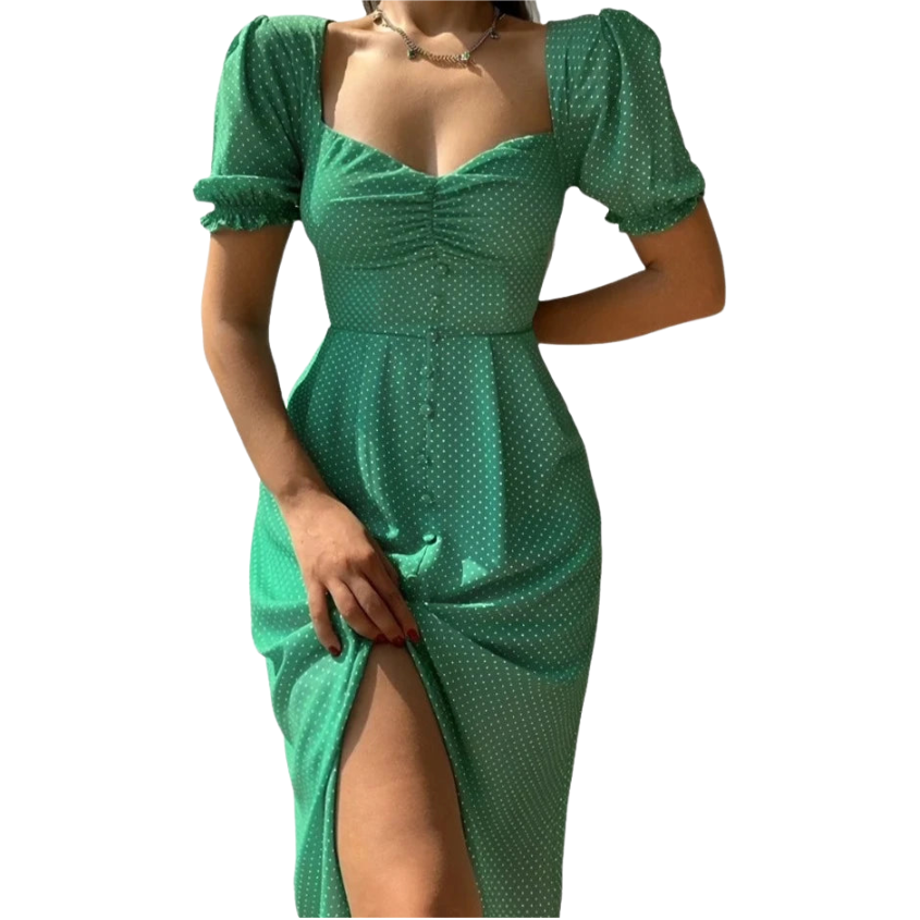 <tc>Años 40</tc> Vestido midi retro Suzie con cuello de corazón