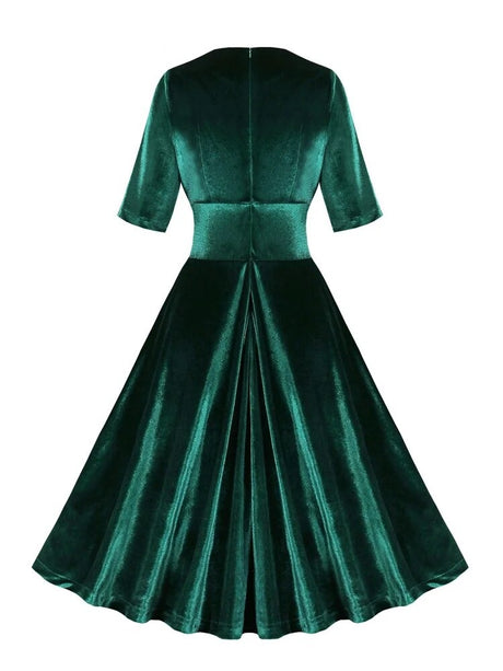 Années 50 Robe Du Soir Évasée Velours - Ma Penderie Vintage