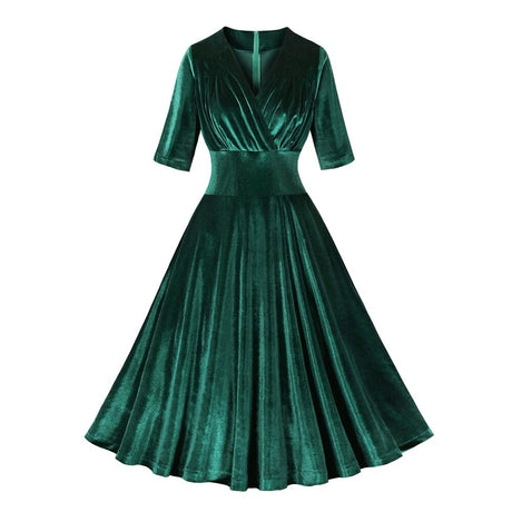 Années 50 Robe Du Soir Évasée Velours - Ma Penderie Vintage