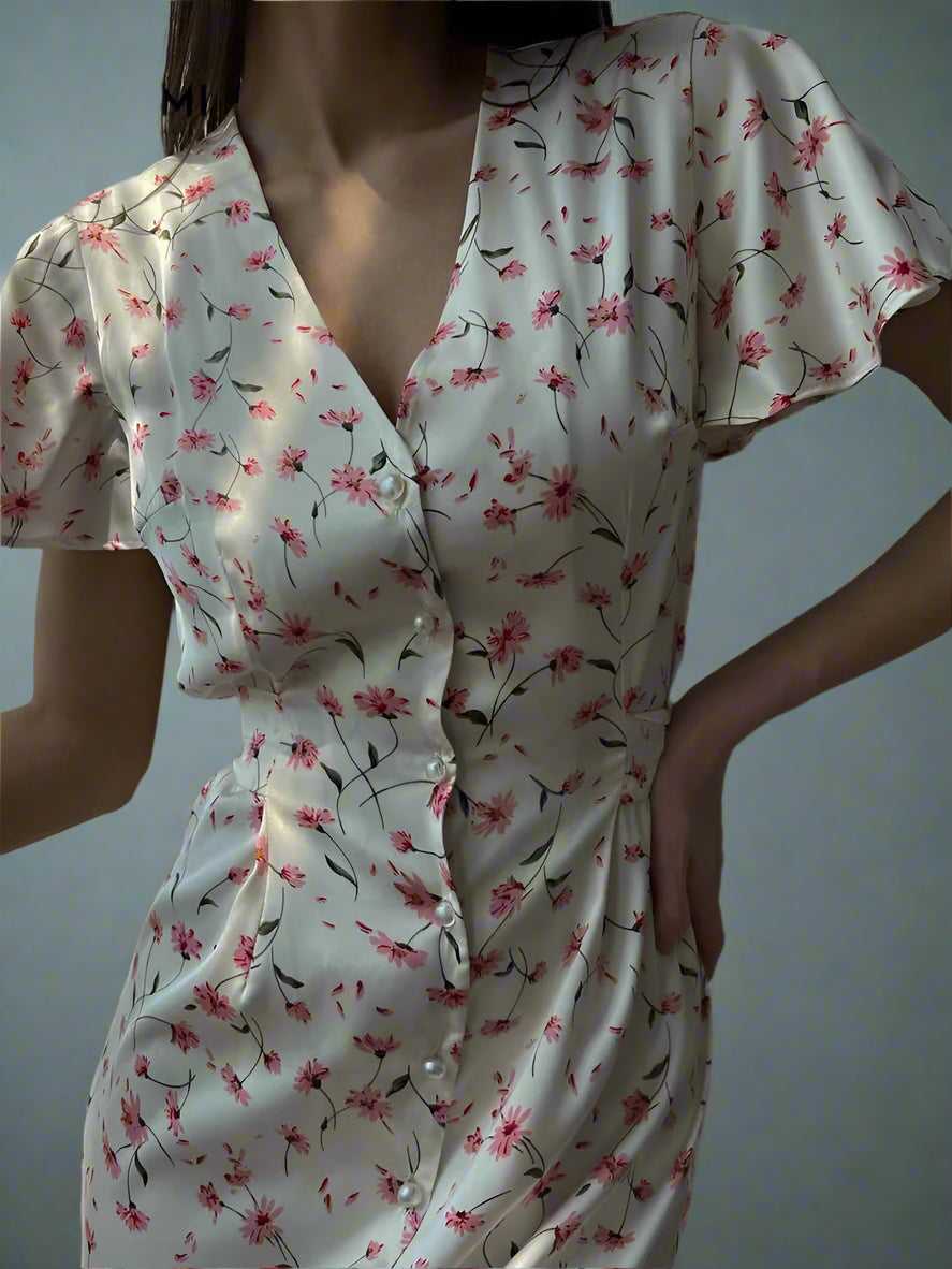 <tc>Años 40</tc> Vestido midi de verano con estampado floral
