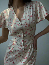 <tc>Años 40</tc> Vestido midi de verano con estampado floral