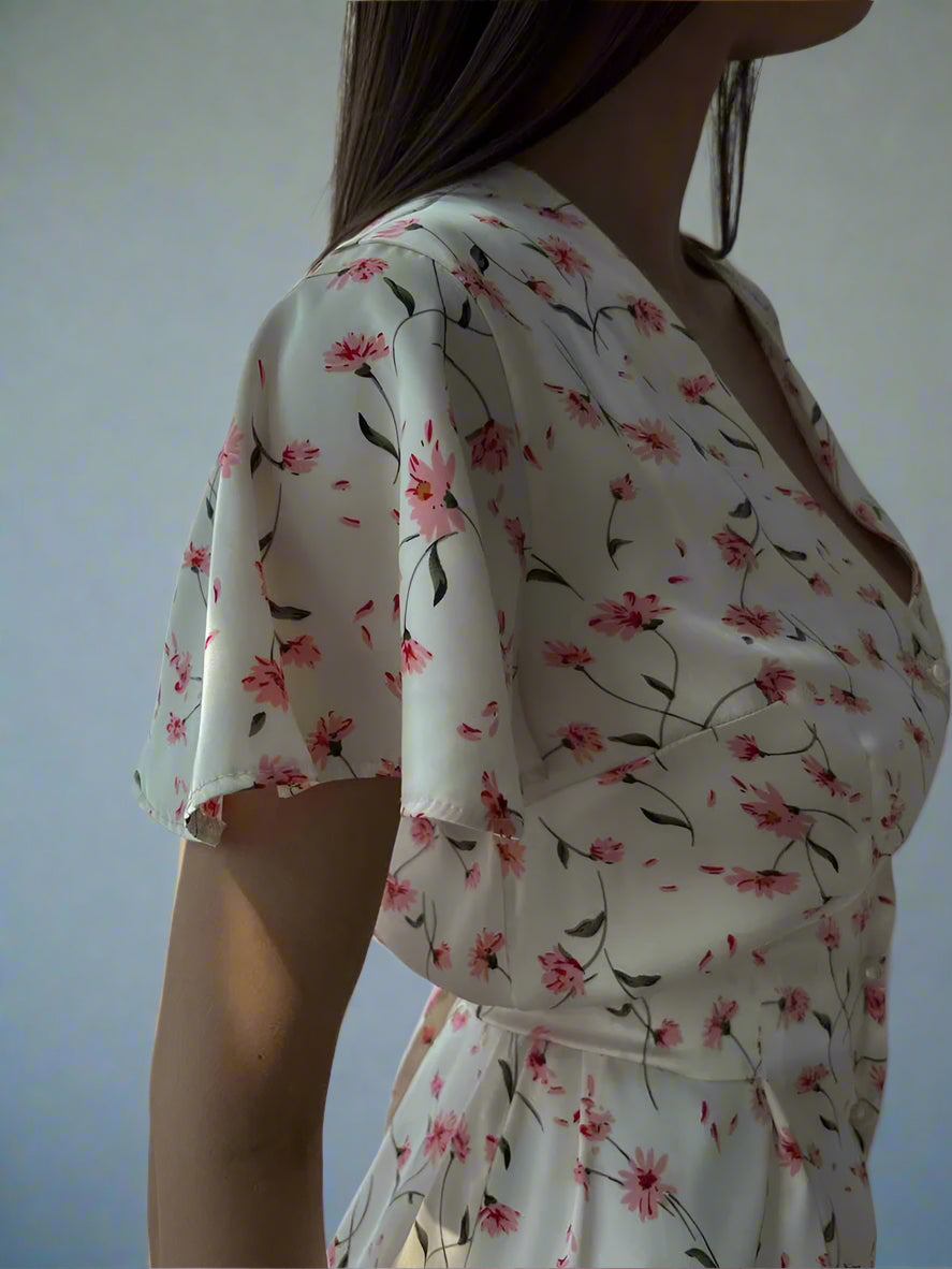 <tc>Años 40</tc> Vestido midi de verano con estampado floral