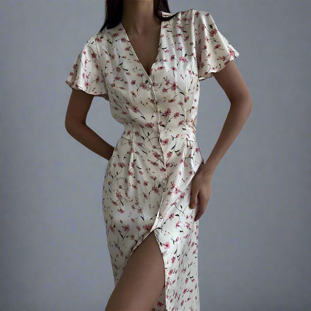 <tc>Años 40</tc> Vestido midi de verano con estampado floral