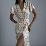 <tc>Años 40</tc> Vestido midi de verano con estampado floral
