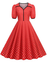 Années 40 Robe Mi-Longue Hepburn À Pois - Ma Penderie Vintage