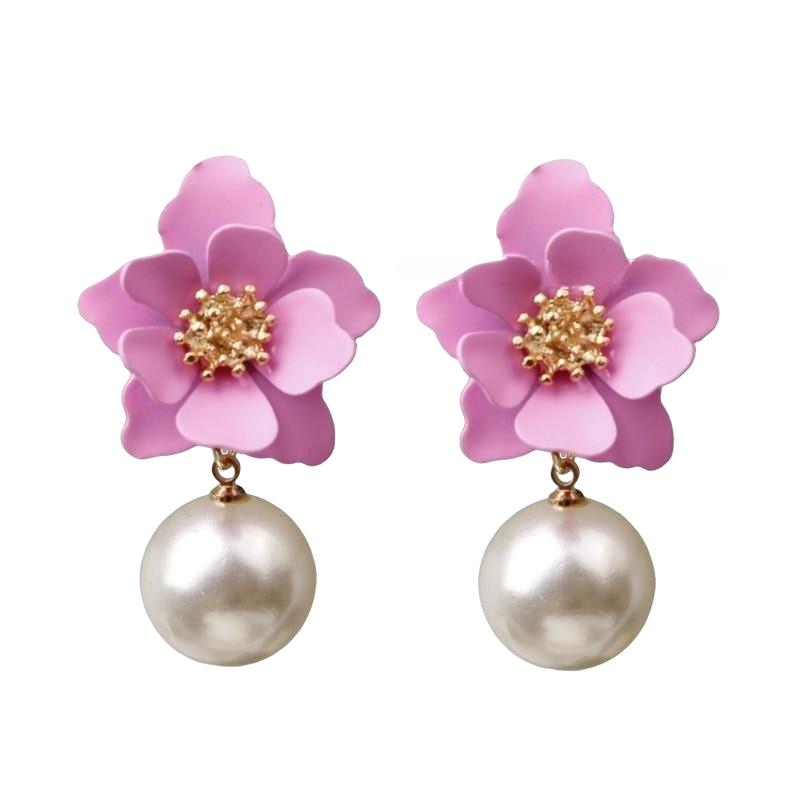 <tc>Años 40</tc> Pendientes Retro De Flores Y Perlas