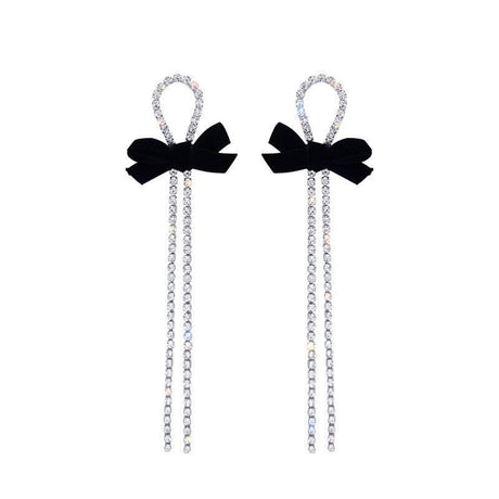 Années 50 Boucles d’oreilles Tombantes Noeud Strass Rétro