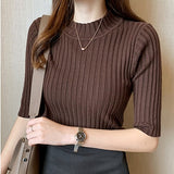 <tc>1960's</tc> Mid-Long Sleeve Ribbed Knit Top