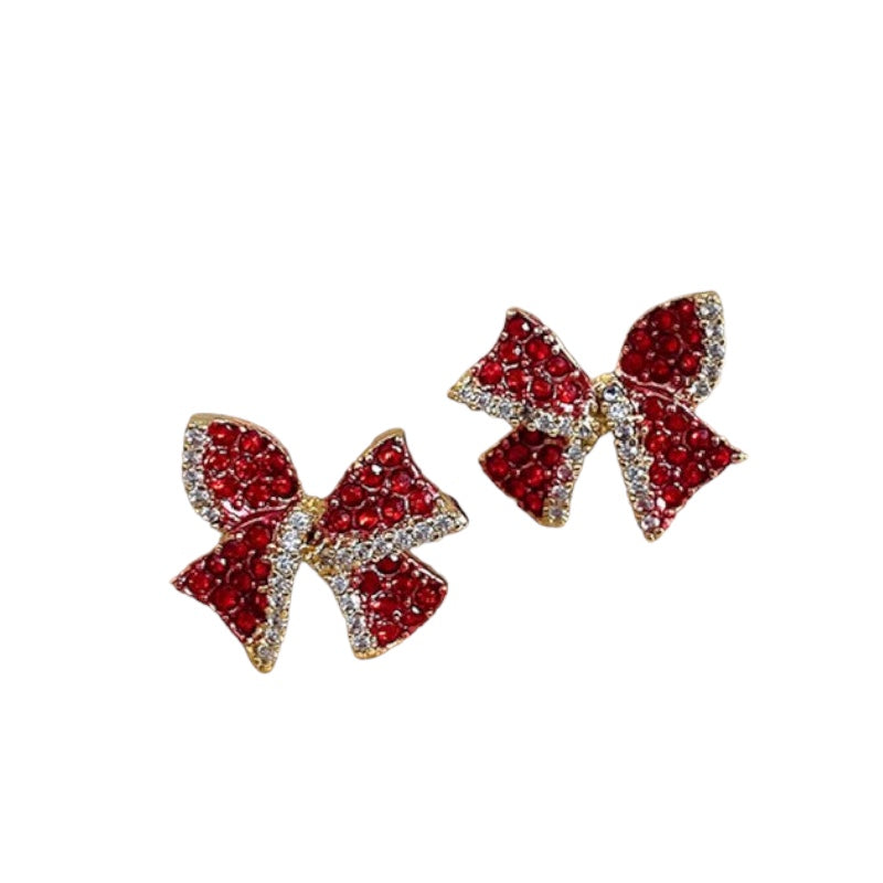 Années 50 Boucles d'Oreilles Noeud Strass