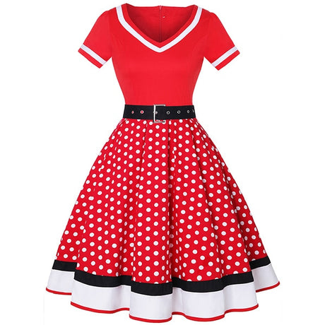 Années 1950 Robe De Jour A Pois Rock A Billy Rouge - Ma Penderie Vintage