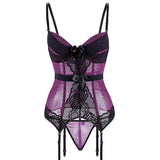 Années 60 Ensemble Lingerie Corset Vintage Bunny Violet Noir - Ma Penderie Vintage