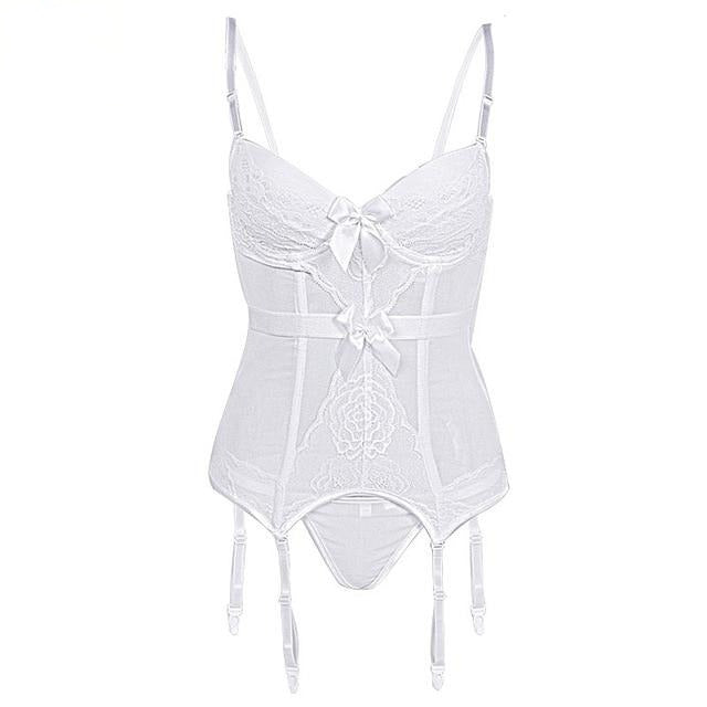 Années 60 Ensemble Lingerie Corset Vintage Bunny Blanc - Ma Penderie Vintage