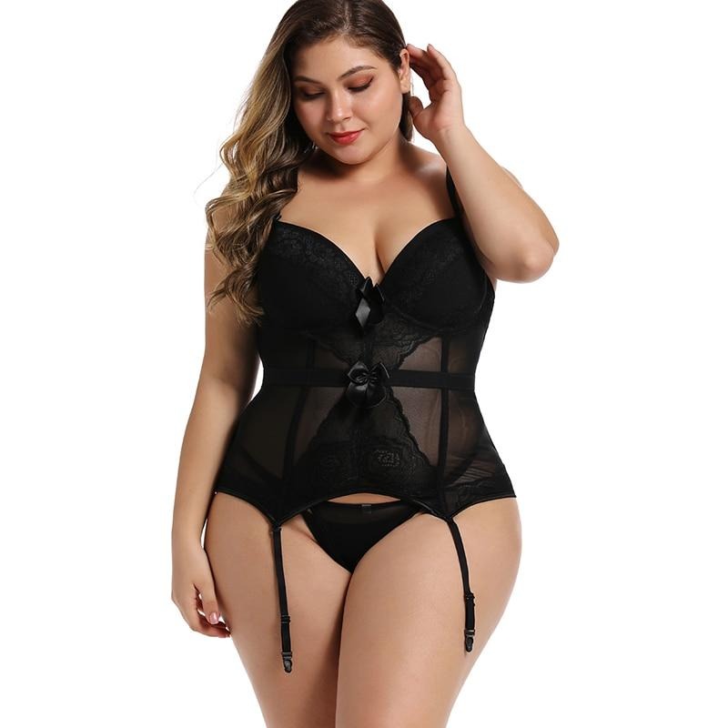 Années 60 Ensemble Lingerie Corset Vintage Bunny Noir - Ma Penderie Vintage