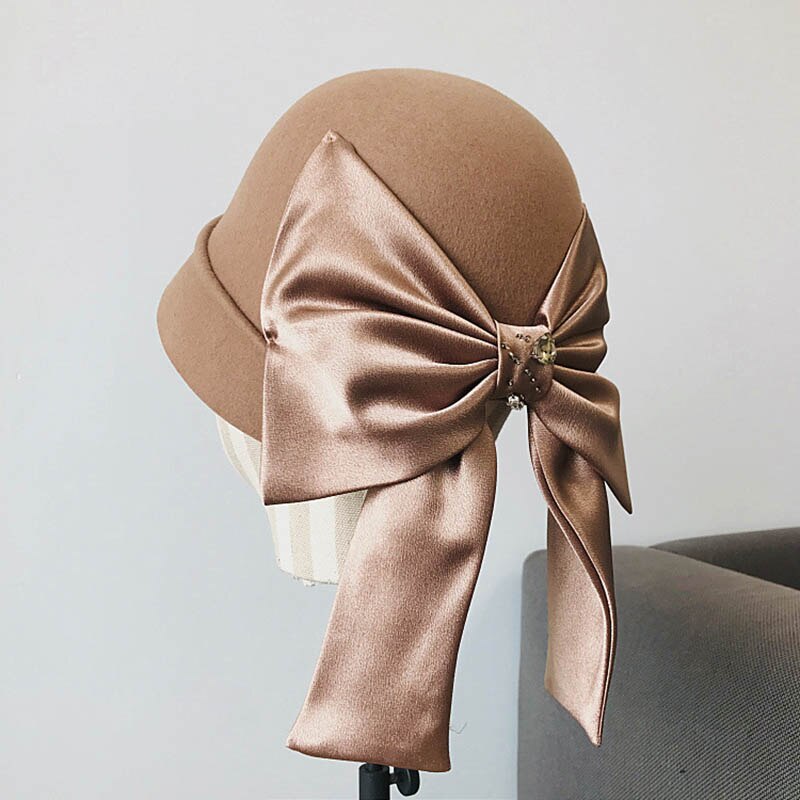 Années 30 Chapeau Rétro Fascinateur Maxi Noeud Beige - Ma Penderie Vintage