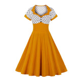 Années 60 Robe Bi-Colore Pois Rockabilly Orange/Blanc - Ma Penderie Vintage