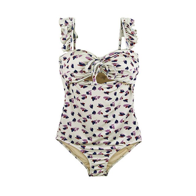 Années 40 Maillot de Bain Une Pièce Floral Liberty Ivoire - Ma Penderie Vintage
