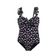 Années 40 Maillot de Bain Une Pièce Floral Liberty Noir - Ma Penderie Vintage