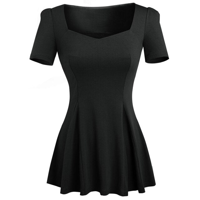 <tc>1950's</tc> Retro Pin Up Peplum Top Short Sleeves