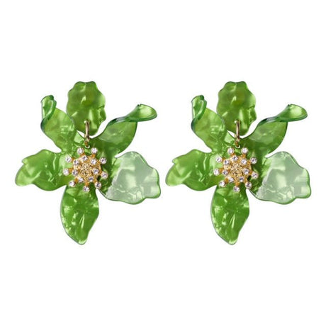 Années 30 Boucles d'Oreilles Fleur Résine Rétro - Ma Penderie Vintage