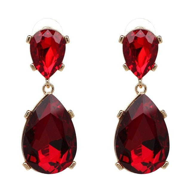 Années 50 Boucles d'Oreilles Rétro Strass Monaco Rouge - Ma Penderie Vintage