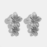 Années 60 Boucle d'Oreilles Fleur Pendantes Rétro Argent - Ma Penderie Vintage